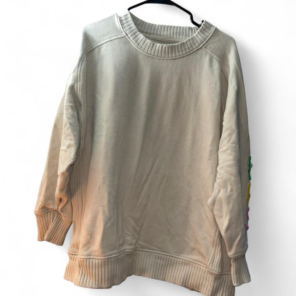 aerie Cream Crewneck Sweatshirt with Subtle Black Logo